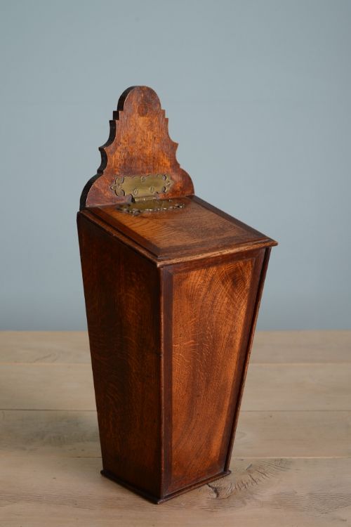 Georgian Antique Oak Candle Box.