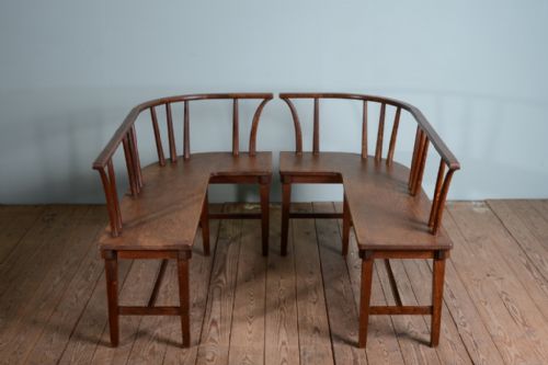 Pair of Interesting English Antique Oak Fireside Seats