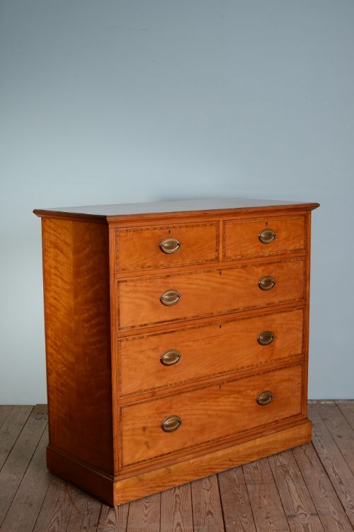 fig 1. Satinwood Antique Chest of Drawers by Shapland & Petter.