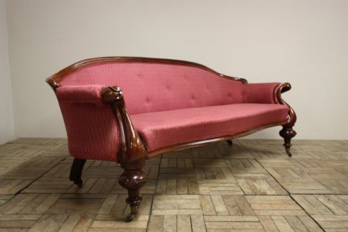 Quality English Antique Mahogany Upholstered Sofa.