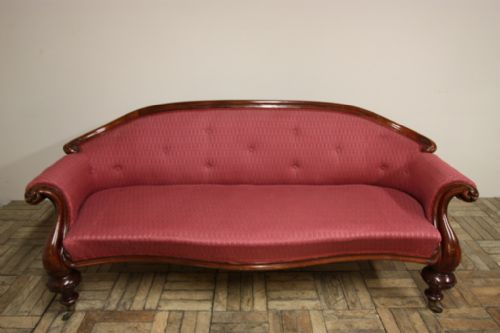 fig 1. Quality English Antique Mahogany Upholstered Sofa.