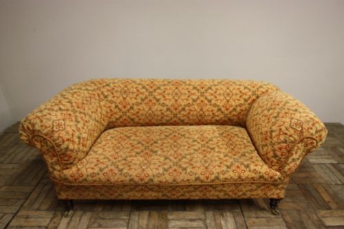 fig 1. 19th Century English Antique Chesterfield Drop Arm Sofa