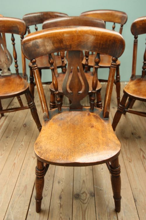 fig 1. Set of Eight Antique Lancashire Kitchen Dining Chairs