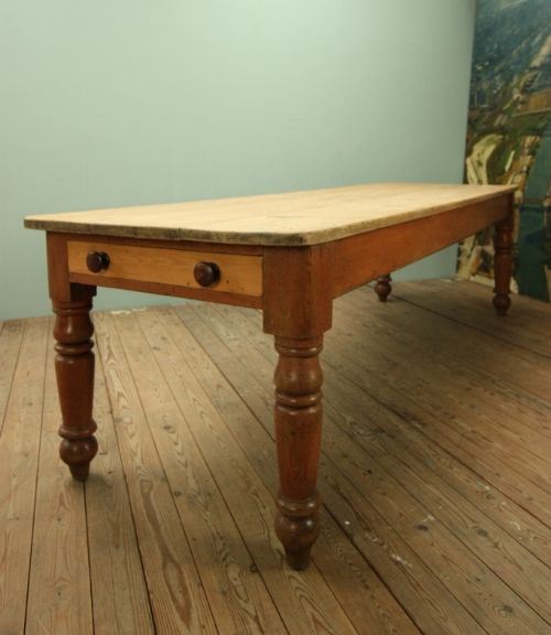 Large Georgian Antique Pine Kitchen Table.