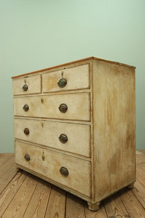 English Regency Antique Painted Pine Chest of Drawers