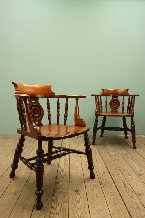 Pair of English Antique Captains Chairs.