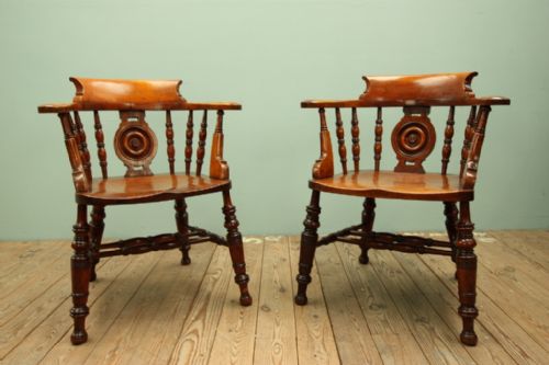 fig 1. Pair of English Antique Captains Chairs.