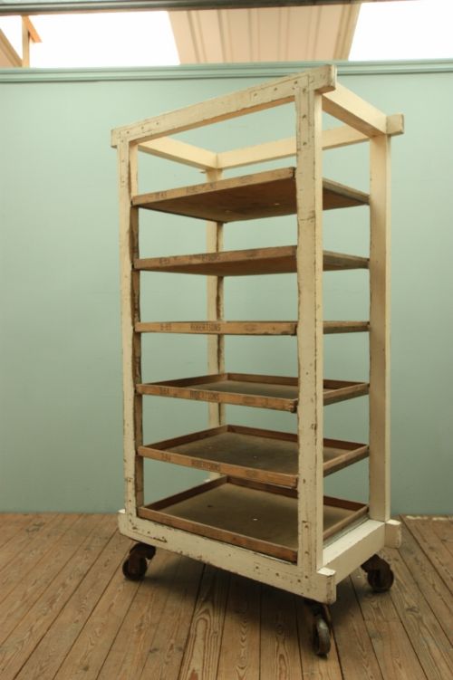 English Antique Painted Pine Bakers Rack.