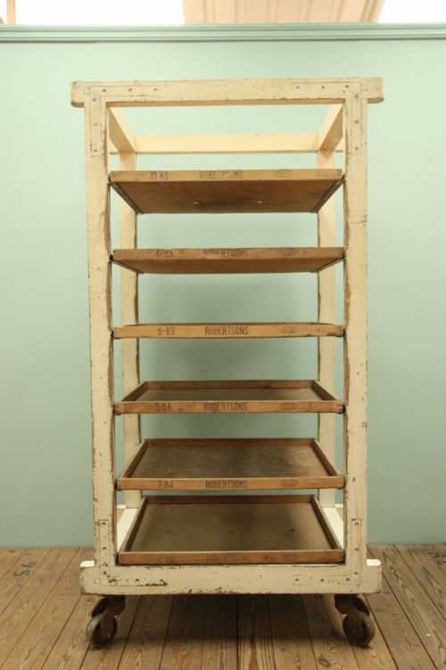 fig 1. English Antique Painted Pine Bakers Rack.