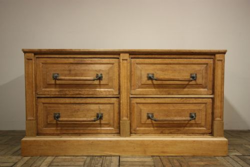 fig 1. 19th Century Antique Oak Draper's Chest of Drawers.