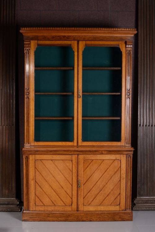 fig 1. Quality Antique Oak Bookcase by Edwards & Roberts