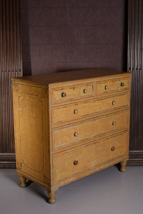 fig 1. Regency Antique Painted Pine Chest of Drawers.