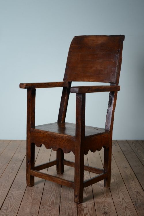 19th Century Primitive Antique Olive Wood Armchair.