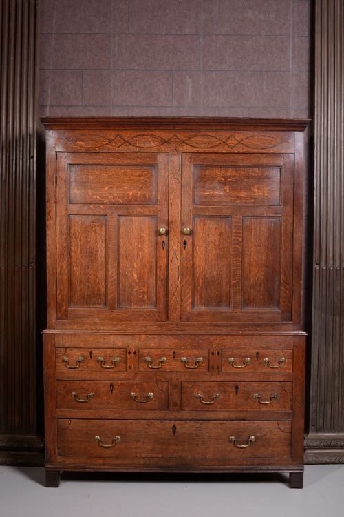 18th Century Welsh Antique Oak Press Cupboard.