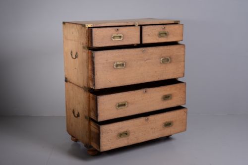 fig 2. Georgian Antique Oak Military Chest of Drawers.