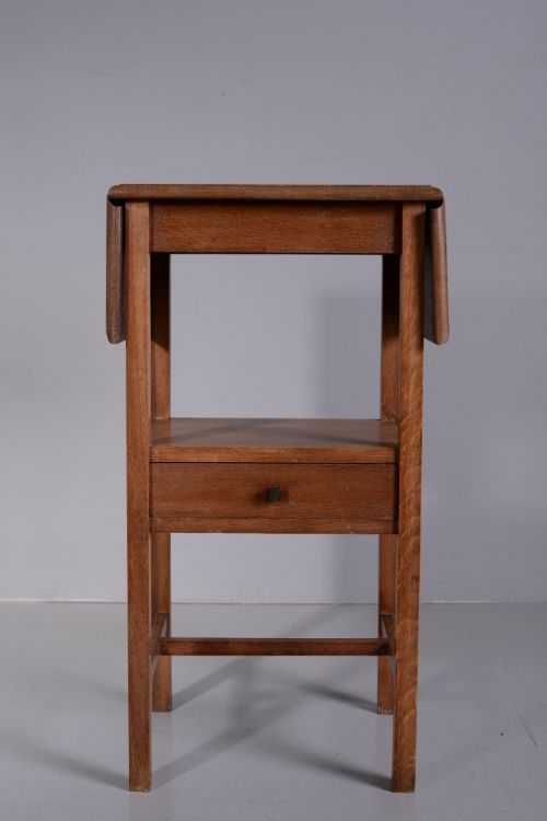 fig 1. Heals 1920's Oak Bedside Table with Leaves.