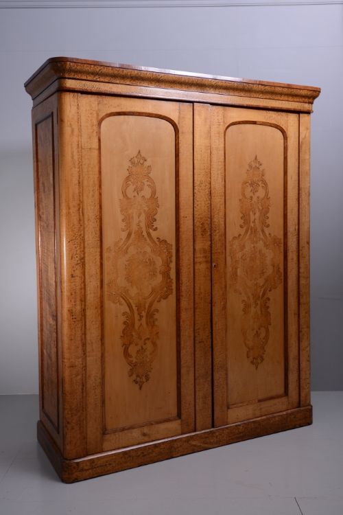Fabulous English Antique Sycamore Double Wardrobe.