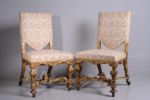 Wonderful Pair of English Antique Gilt Chairs.