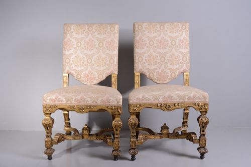 fig 1. Wonderful Pair of English Antique Gilt Chairs.