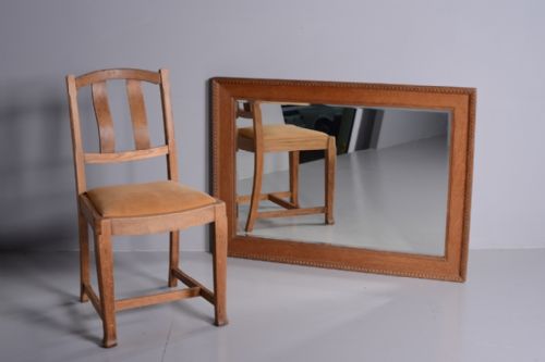 fig 1. Quality English 19th Century Antique Oak Mirror.