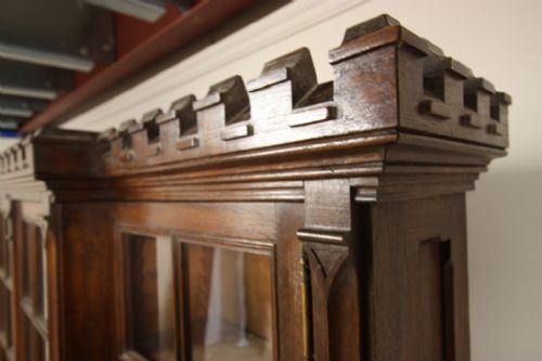 fig 2. Large English 19th Century Antique Oak Bookcase.