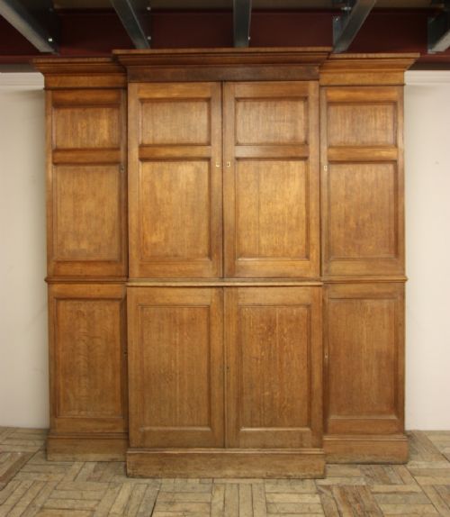 Georgian Antique Oak Break Front Bookcase.