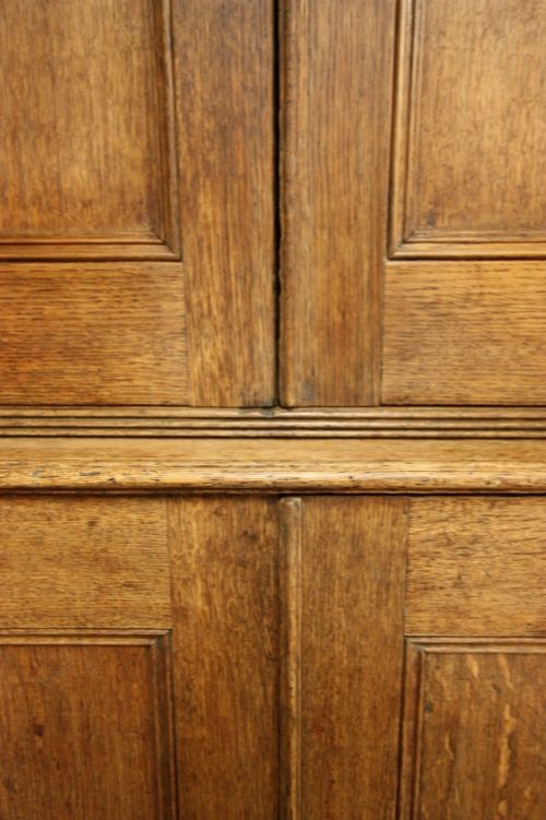 fig 3. Georgian Antique Oak Break Front Bookcase.