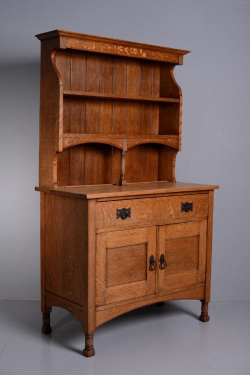 Heals Antique Oak Dresser with Guild of Handicraft Handles.