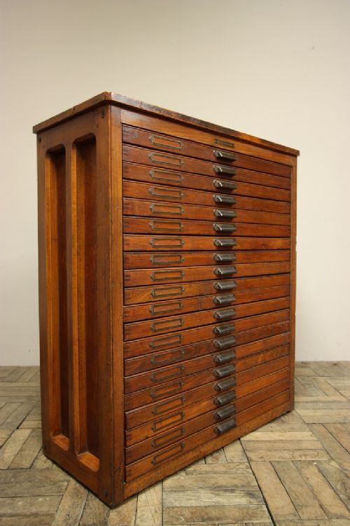 Edwardian Antique Oak Print Tray Cabinet.