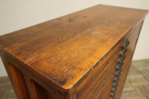 fig 2. Edwardian Antique Oak Print Tray Cabinet.