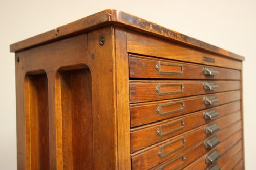 fig 3. Edwardian Antique Oak Print Tray Cabinet.