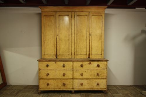 English Original Painted Pine Housekeepers Cupboard.