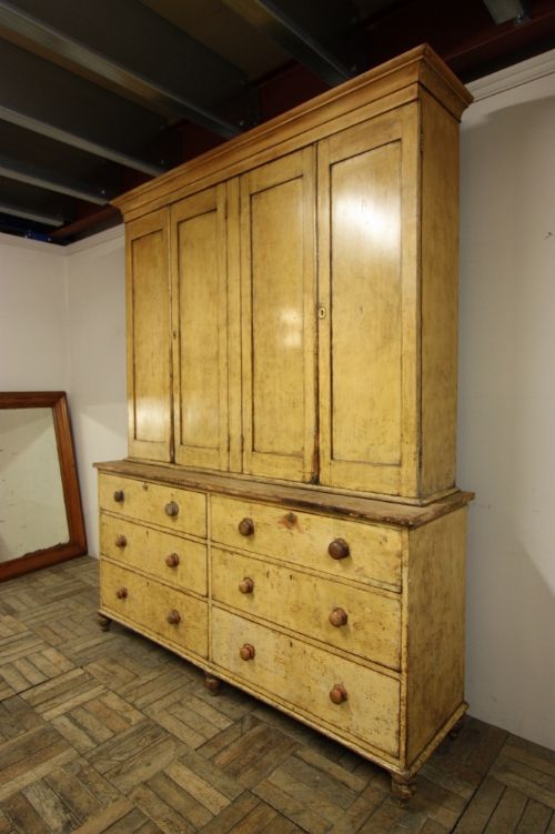 fig 1. English Original Painted Pine Housekeepers Cupboard.