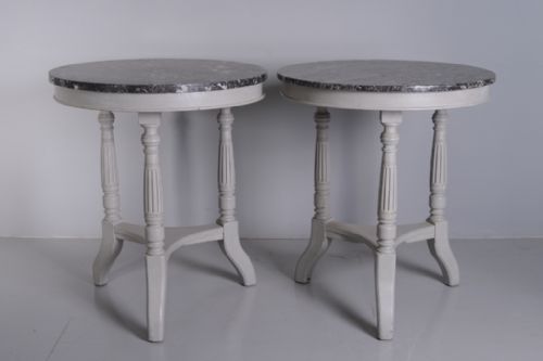 Pair of 19th Century Antique Side Tables with Marble Tops.