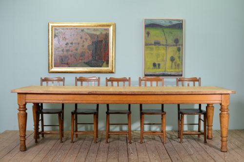 Large English 19th Century Antique Oak Dining Table