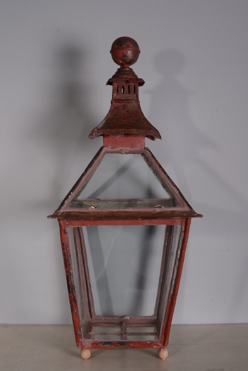 English 19th Century Antique Pagoda Topped Copper Lantern.