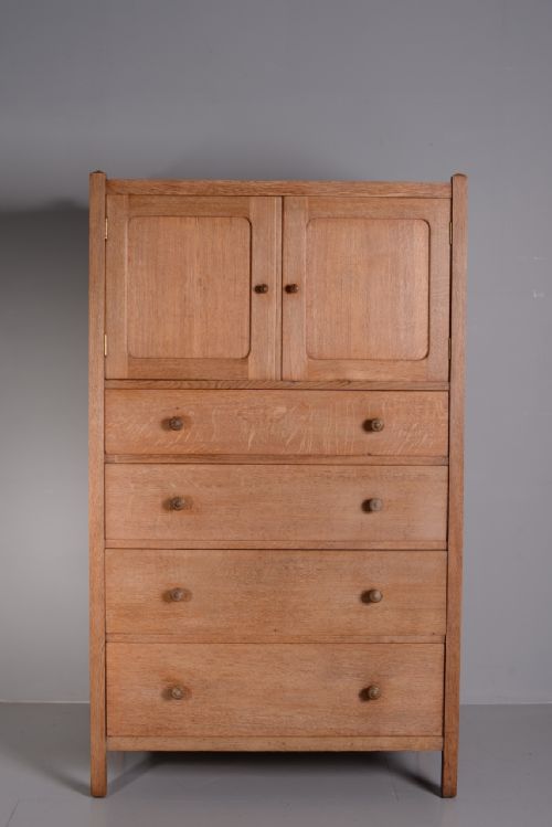 fig 1. Very Rare 1920's Heals Letchworth Oak Tall Boy