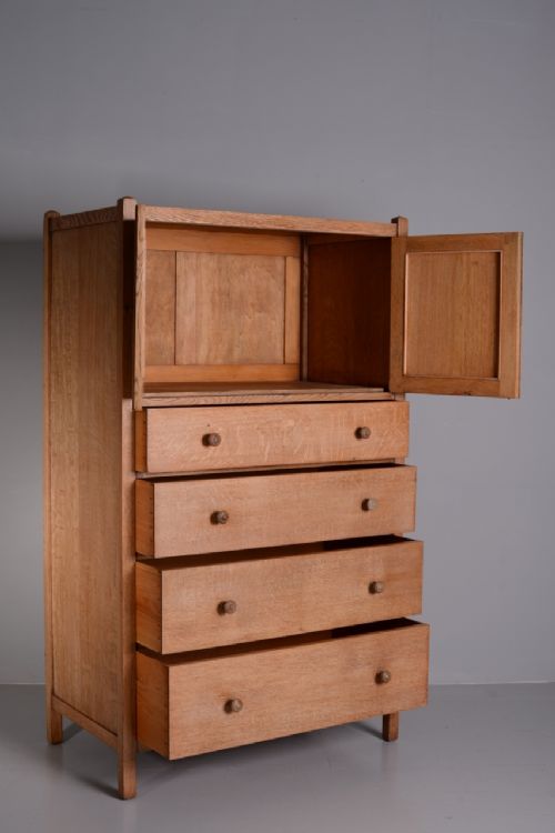 fig 2. Very Rare 1920's Heals Letchworth Oak Tall Boy