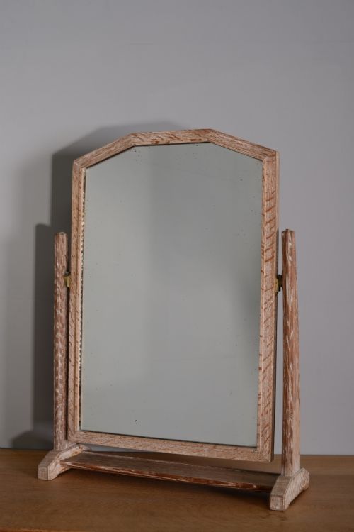 Rare 1920'S Heals Limed Oak Vanity Mirror.