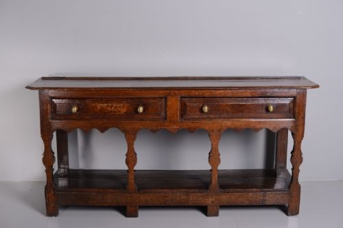 fig 1. 18th Century Antique Oak Potboard Dresser.