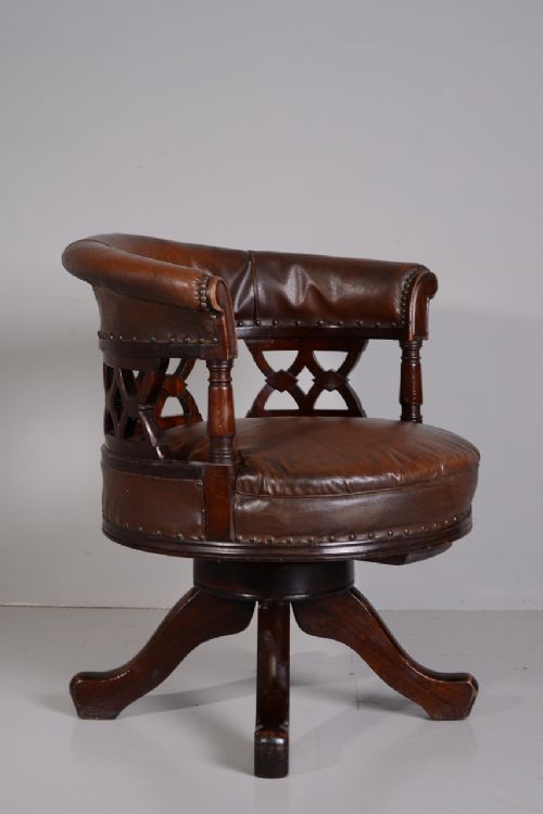 Large Antique Mahogany Desk Chair by Maple & Co.
