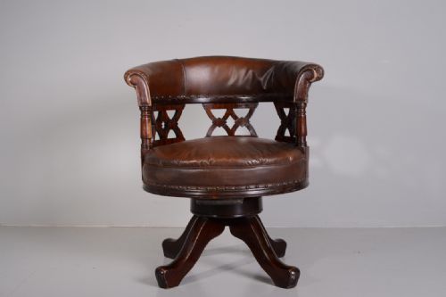 fig 1. Large Antique Mahogany Desk Chair by Maple & Co.