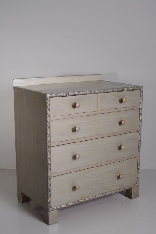Rare Heals 1930'S Chest in Original Silver Paint.