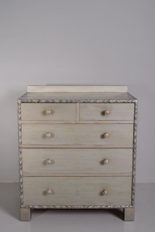 fig 1. Rare Heals 1930's Chest in Original Silver Paint.