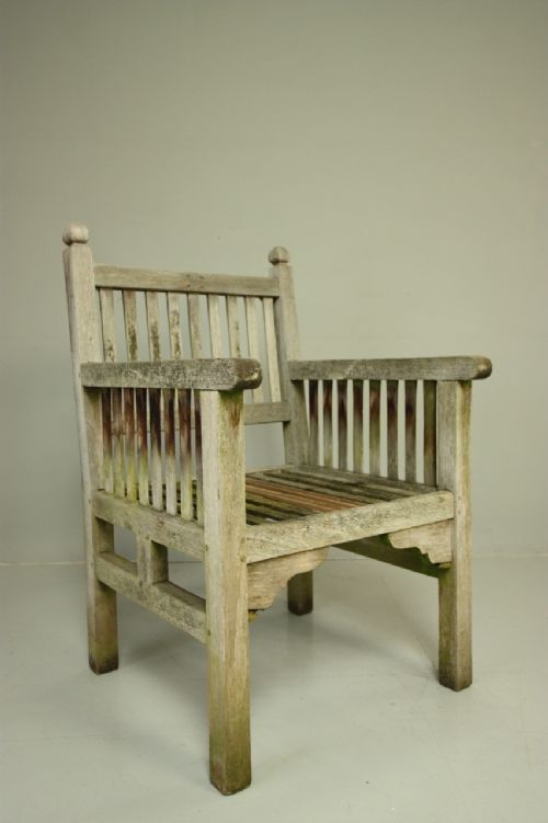 Edwardian Antique Garden Armchair in Teak