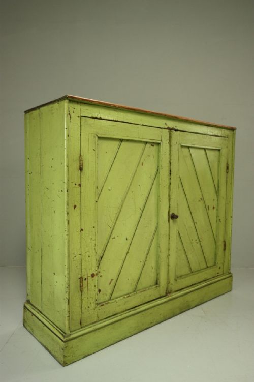 English Antique 19th Century Painted Pine Cupboard