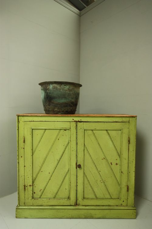 fig 1. English Antique 19th Century Painted Pine Cupboard