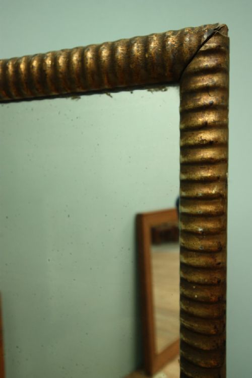 Regency Antique Silver Gilt Ribbed Mirror.
