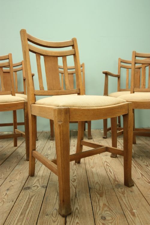 Set of Six 1930'S Heals Oak Dining Chairs.