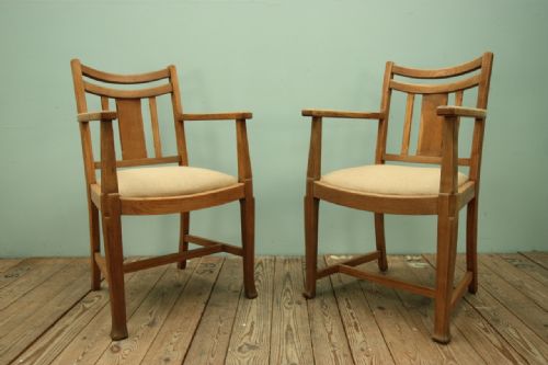 fig 2. Set of Six 1930's Heals Oak Dining Chairs.